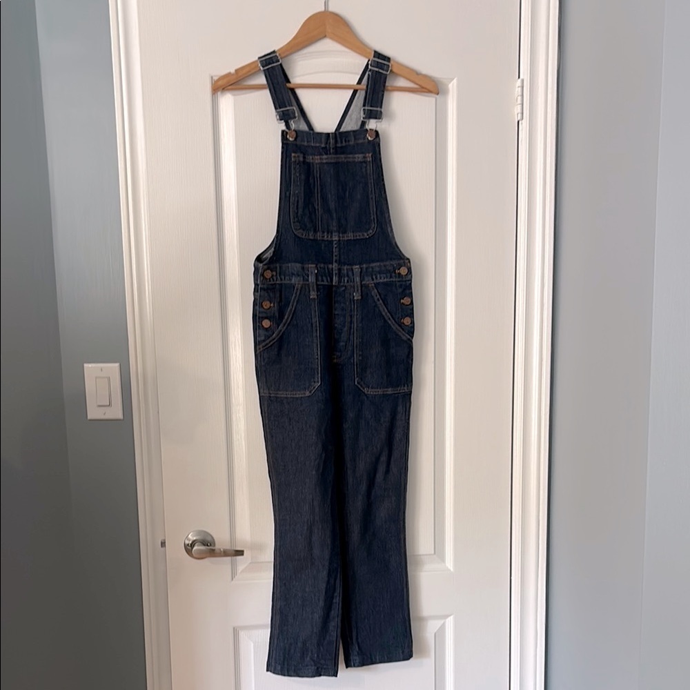 Madewell Dark Blue Perfect Vintage Denim Cropped Overalls Size Small